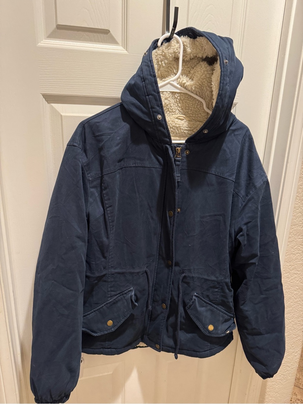 Hollister Navy Hooded Sherpa-Lined Field Jacket